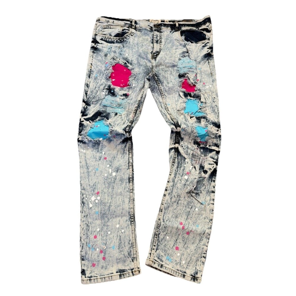 Evolution FWRD Men’s Slim Distressed Patched Urban Jeans Stretch 44X32 NWT